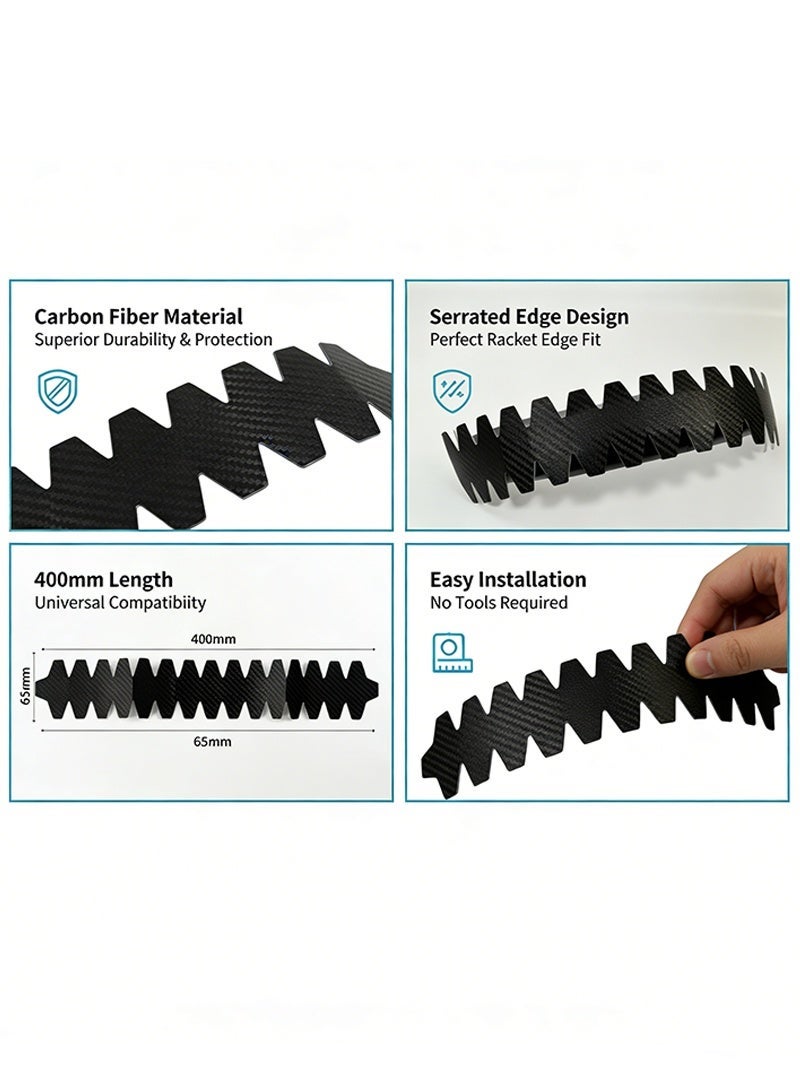سيسلي واقي إطار المضرب بنقشة كربون فايبر، مقاس عالمي 6.5×40cm، لاصق قوي لحماية حافة مضرب البادل/التنس من الخدوش والصدمات، خامة PU ممتصة للصدمات، تركيب سهل بدون فقاعات، أسود - Image 5